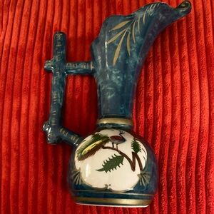 Teal Peacock Ewer Vase
